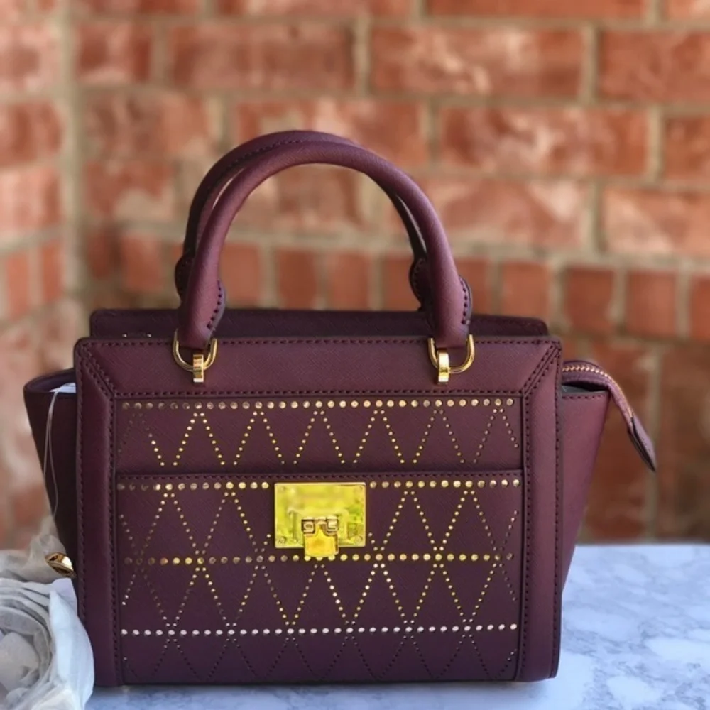 Michael Kors Tina SM Leather satchel Handbag plum